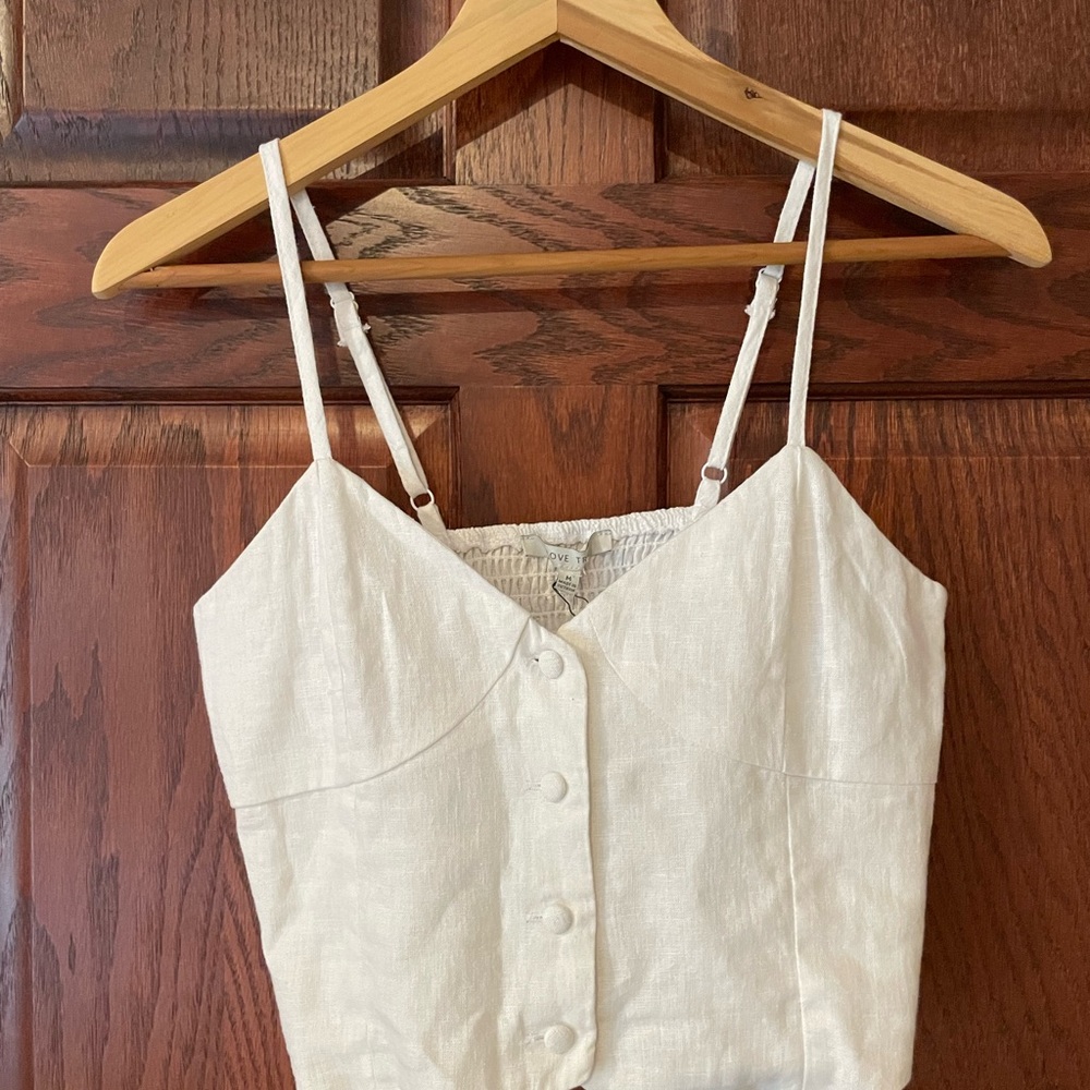 Love Tree Cream Button-Up Crop Top
